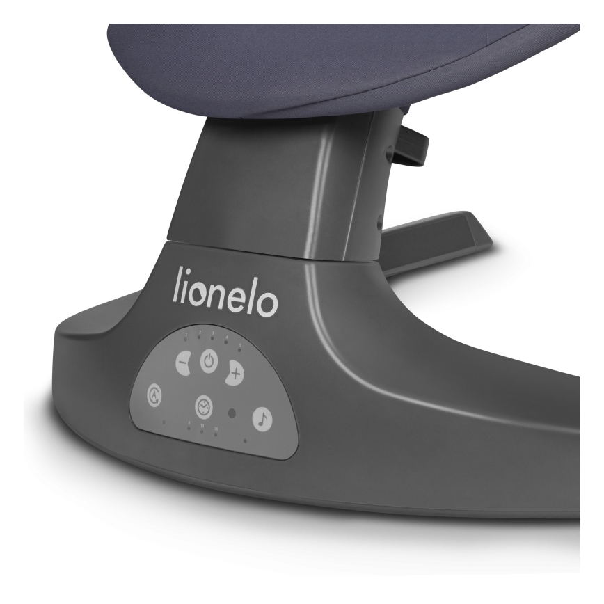Lionelo - Columpio para bebé con melodía RALF 4xAA gris/blanco + mando a distancia