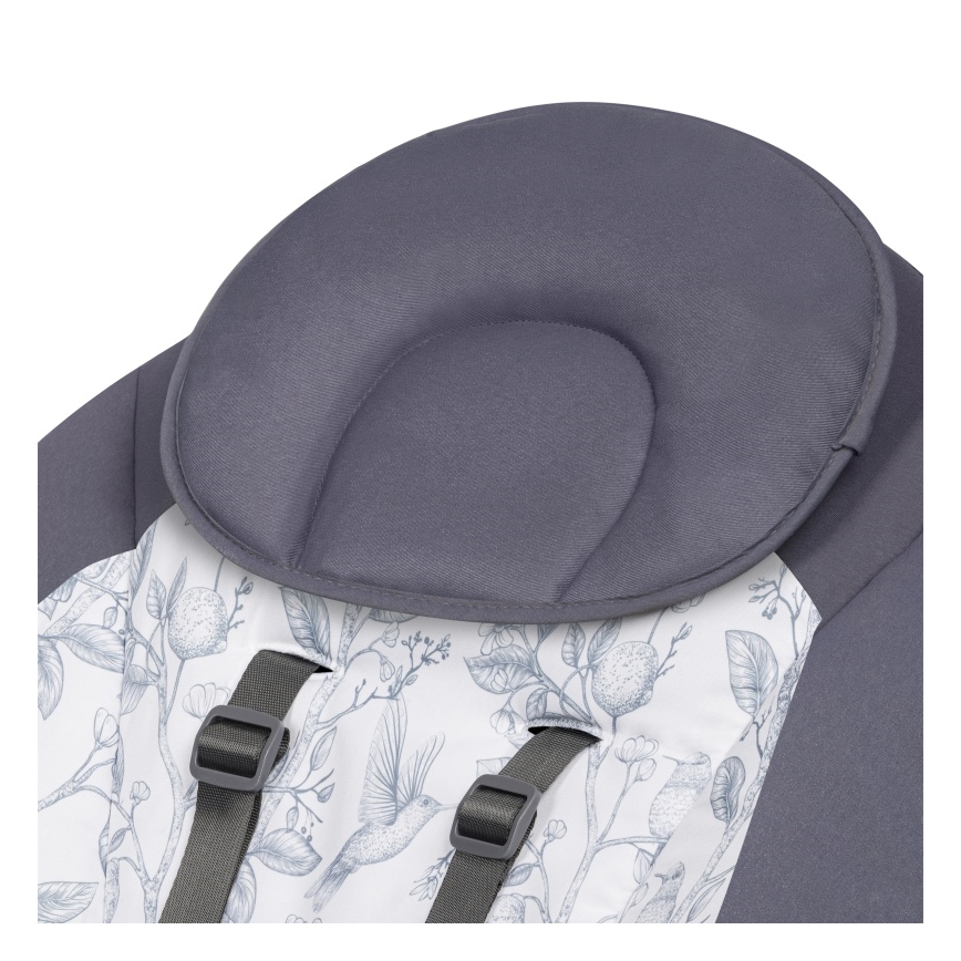 Lionelo - Columpio para bebé con melodía RALF 4xAA gris/blanco + mando a distancia