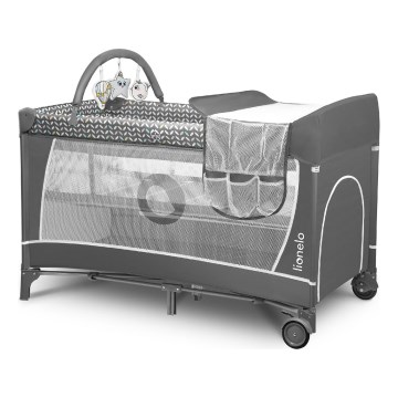Lionelo - Cuna de viaje FLOWER Gris estilo nórdico