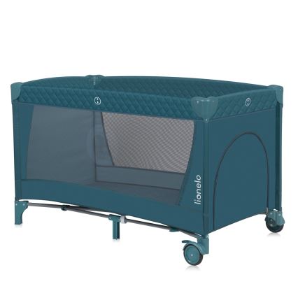 Lionelo - Cuna de viaje FLOWER Verde Turquesa