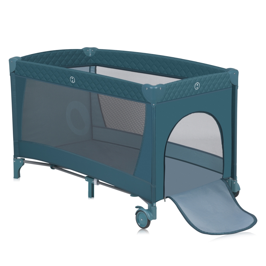 Lionelo - Cuna de viaje FLOWER Verde Turquesa