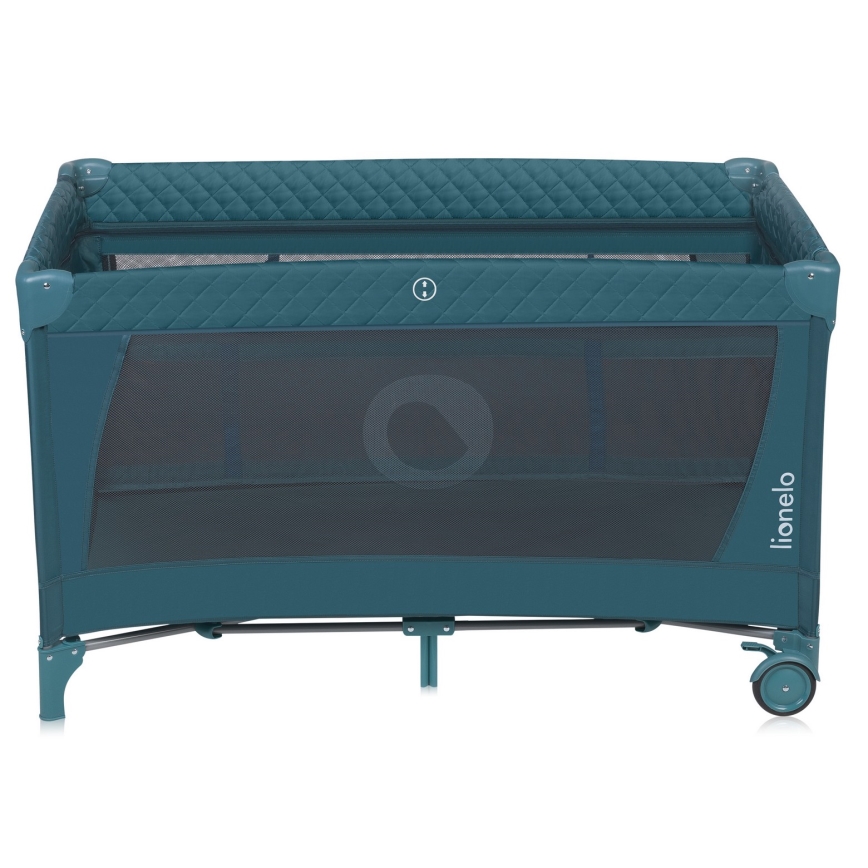 Lionelo - Cuna de viaje FLOWER Verde Turquesa