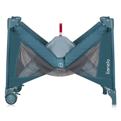 Lionelo - Cuna de viaje FLOWER Verde Turquesa