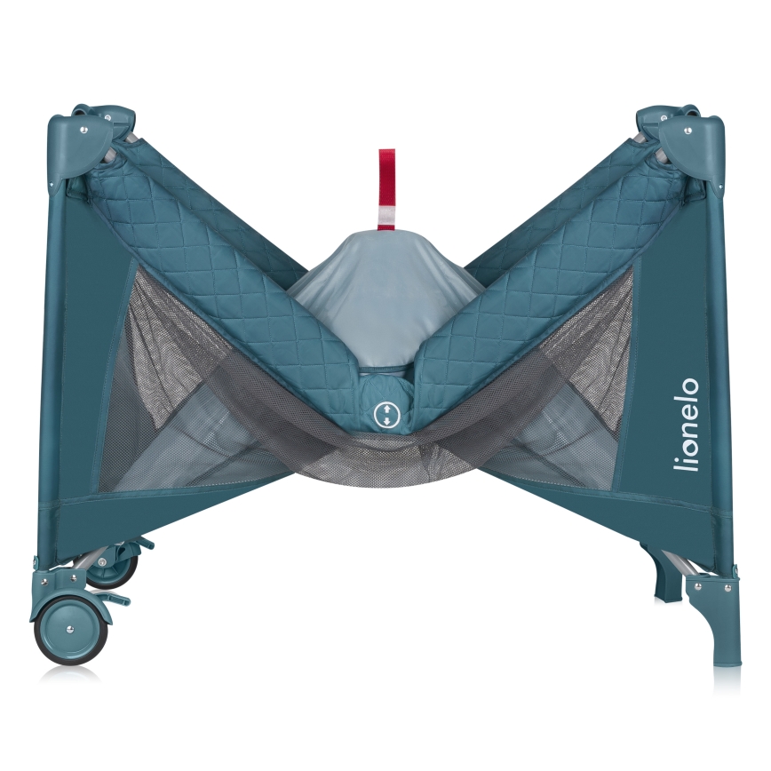 Lionelo - Cuna de viaje FLOWER Verde Turquesa