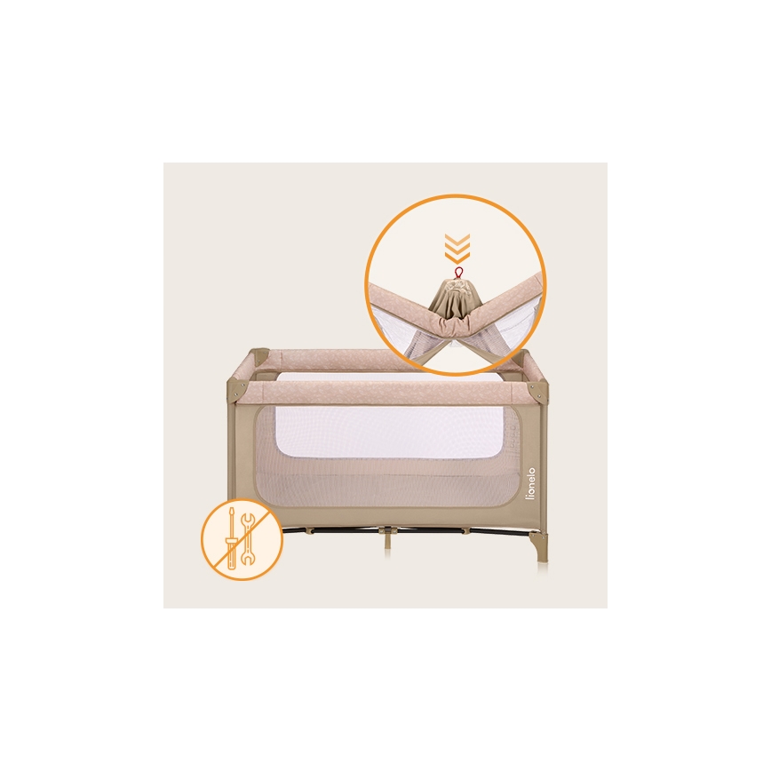 Lionelo - Cuna de viaje JASMIN EASY FOLD Beige arena