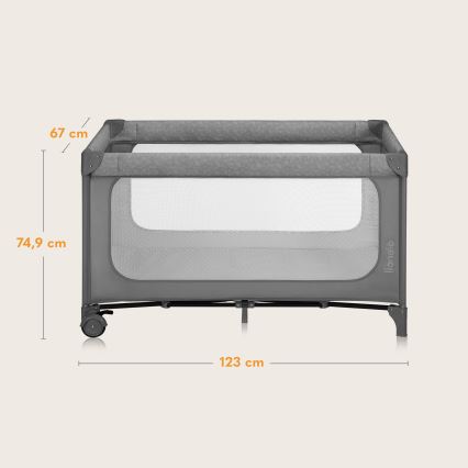 Lionelo - Cuna de viaje JASMIN EASY FOLD Gris Piedra