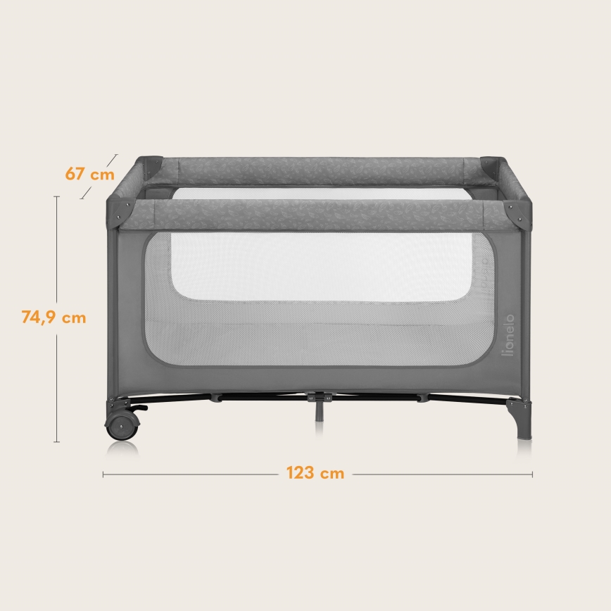 Lionelo - Cuna de viaje JASMIN EASY FOLD Gris Piedra