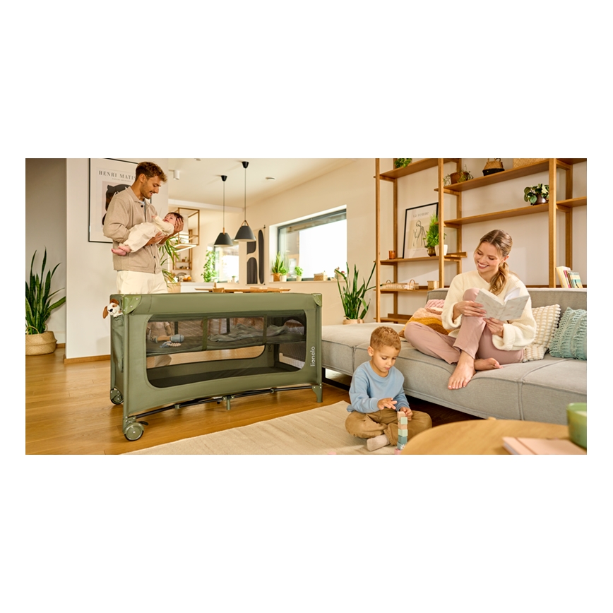 Lionelo - Cuna de viaje JASMIN EASY FOLD Verde Oliva