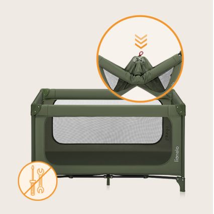 Lionelo - Cuna de viaje JASMIN EASY FOLD Verde Oliva