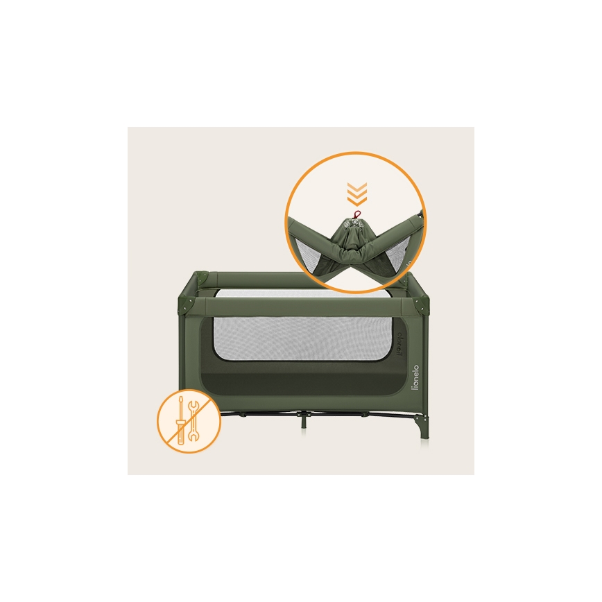 Lionelo - Cuna de viaje JASMIN EASY FOLD Verde Oliva