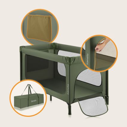 Lionelo - Cuna de viaje JASMIN EASY FOLD Verde Oliva