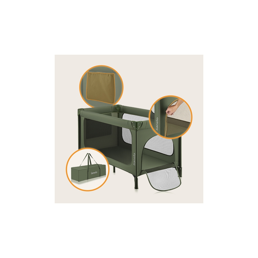 Lionelo - Cuna de viaje JASMIN EASY FOLD Verde Oliva