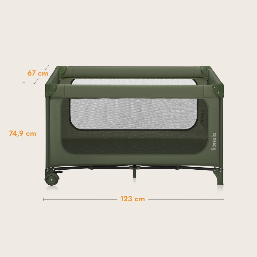 Lionelo - Cuna de viaje JASMIN EASY FOLD Verde Oliva