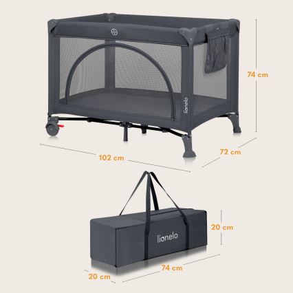 Lionelo - Cuna de viaje LAURA Gris Hormigón
