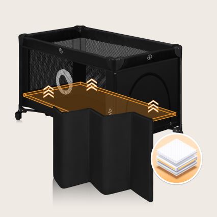 Lionelo - Cuna de viaje STEFI Black Carbon