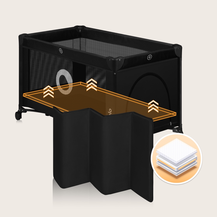 Lionelo - Cuna de viaje STEFI Black Carbon