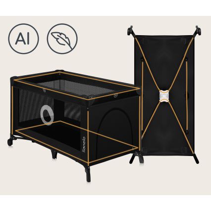 Lionelo - Cuna de viaje STEFI Black Carbon