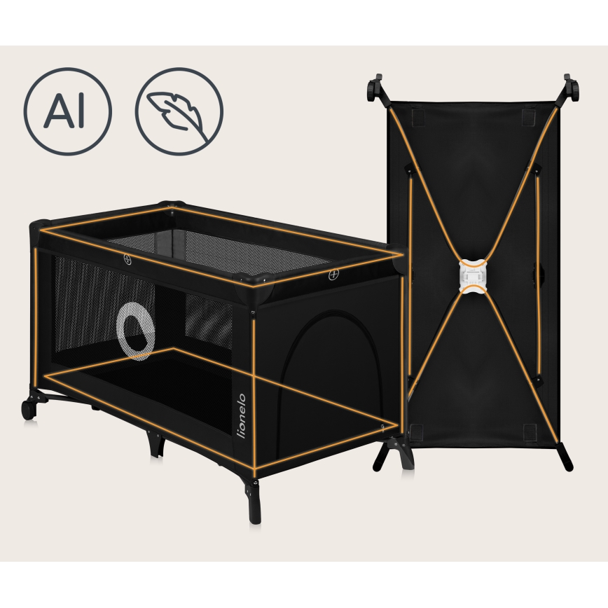 Lionelo - Cuna de viaje STEFI Black Carbon