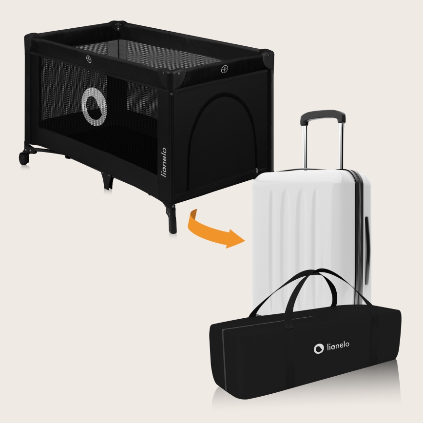Lionelo - Cuna de viaje STEFI Negro Carbono