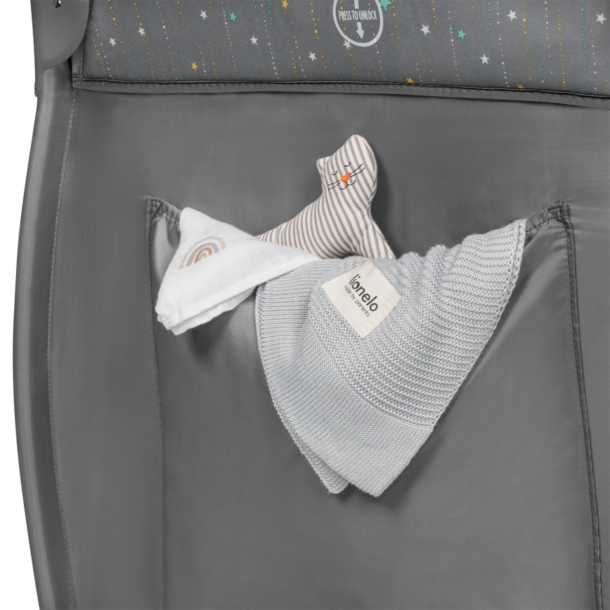 Lionelo - Cuna de viaje STEFI PLUS Gris Multicolor