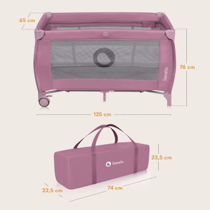 Lionelo - Cuna de viaje STEFI PLUS Pink Magnolia