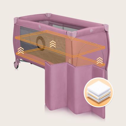 Lionelo - Cuna de viaje STEFI PLUS Rosa Magnolia