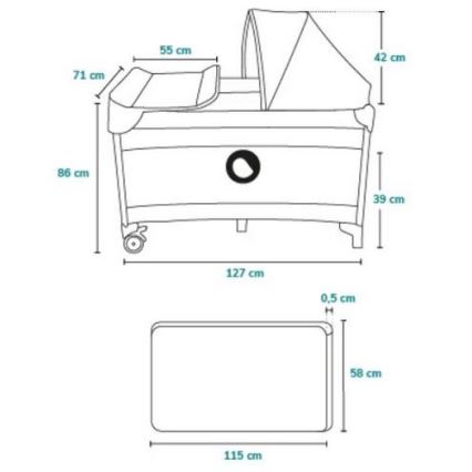 Lionelo - Cuna de viaje SVEN PLUS gris/amarilla