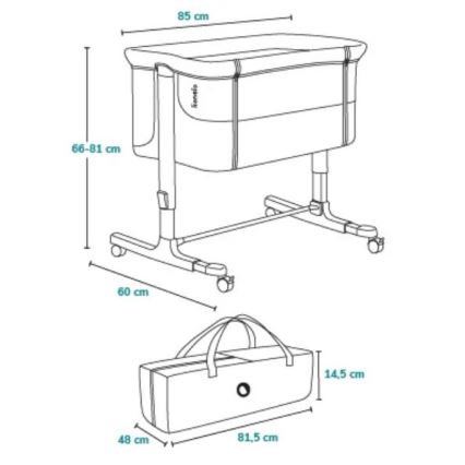 Lionelo - Cuna infantil 3 en 1 AURORA gris oscuro