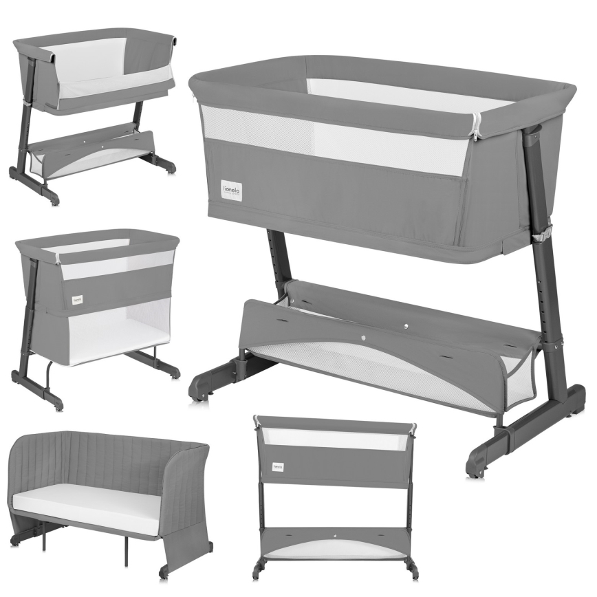 Lionelo - Cuna infantil 5 en 1 THOMI PLUS Gris Hormigón