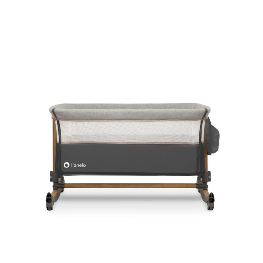 Lionelo - Cuna para bebé 3en1 LEONIE gris/negro