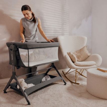 Lionelo - Cuna para bebé 3en1 LEONIE PLUS gris
