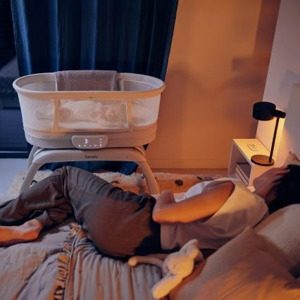 Lionelo - Cuna para bebé con balanza integrada CORAL Blanco