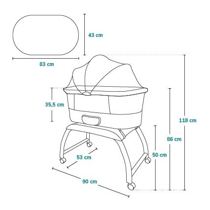 Lionelo - Cuna para bebé con balanza integrada CORAL Blanco