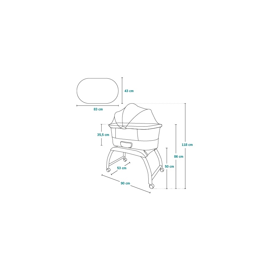 Lionelo - Cuna para bebé con balanza integrada CORAL Blanco