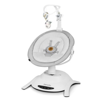 Lionelo - Hamaca para bebés con melodía BELLA Grey Concrete + mando a distancia