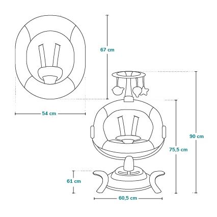 Lionelo - Hamaca para bebés con melodía BELLA Grey Concrete + mando a distancia