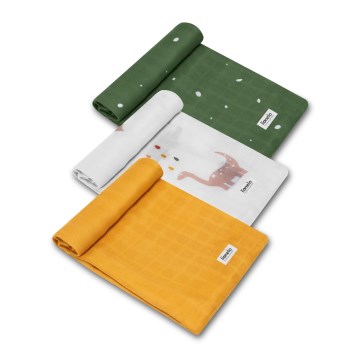 Lionelo - Juego de 3 muselinas de bambú BAMBOO SET 70x70 cm Dino