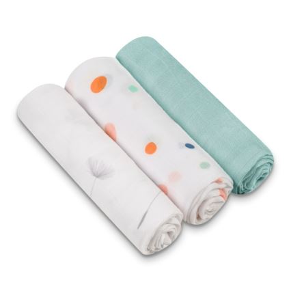 Lionelo - Juego de 3 muselinas de bambú BAMBOO SET 70x70 cm Dot