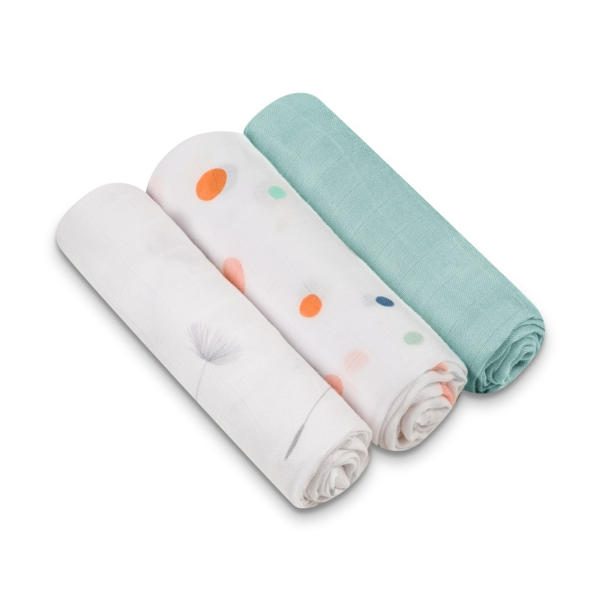 Lionelo - Juego de 3 muselinas de bambú BAMBOO SET 70x70 cm Dot