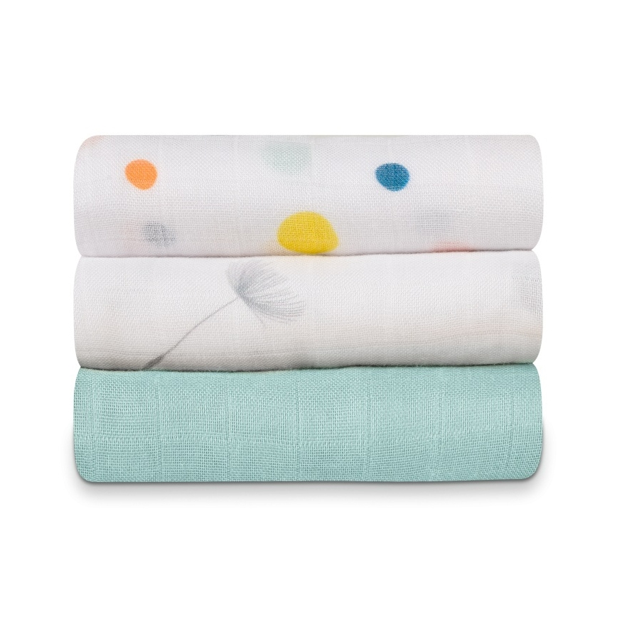 Lionelo - Juego de 3 muselinas de bambú BAMBOO SET 70x70 cm Dot