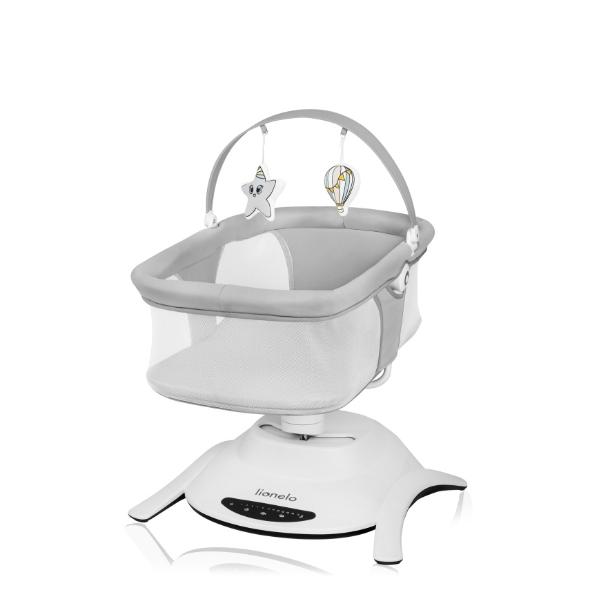 Lionelo - Columpio infantil con melodía 2 en 1 BELLA 4xAA Grey Concrete + mando a distancia