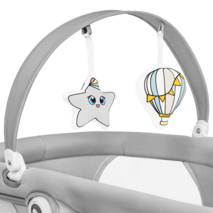 Lionelo - Columpio infantil con melodía 2 en 1 BELLA 4xAA Grey Concrete + mando a distancia