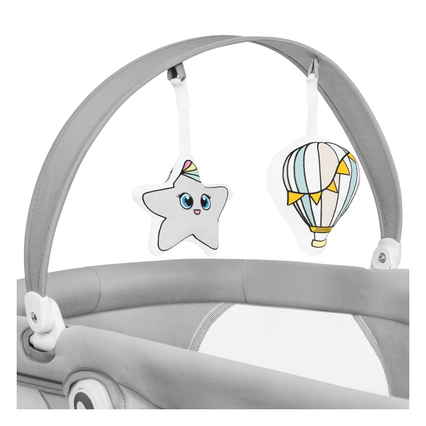 Lionelo - Columpio infantil con melodía 2 en 1 BELLA 4xAA Grey Concrete + mando a distancia