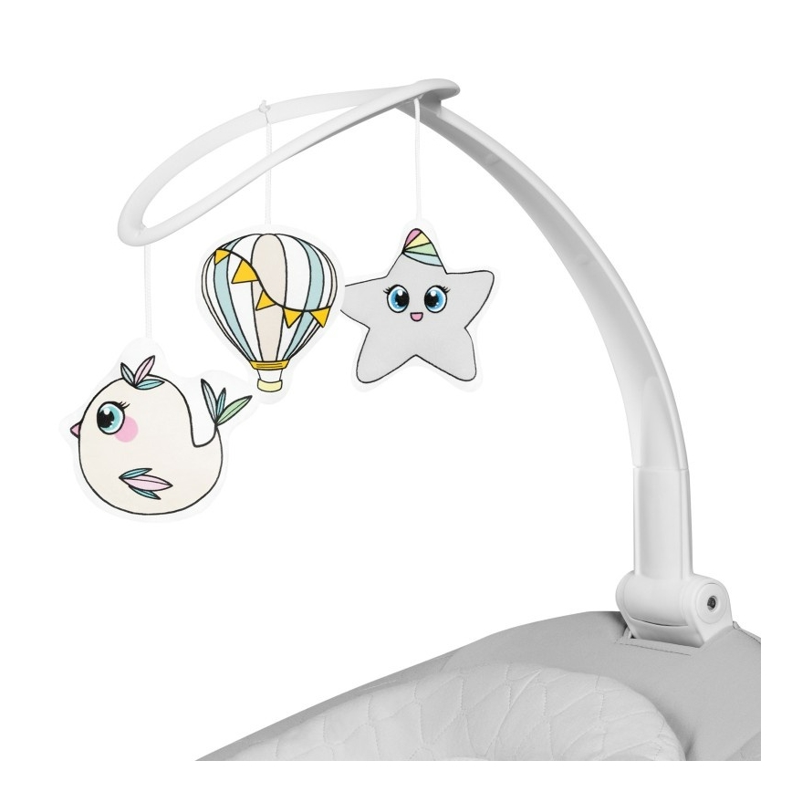 Lionelo - Mecedora infantil con melodía BELLA Grey Concrete + mando a distancia
