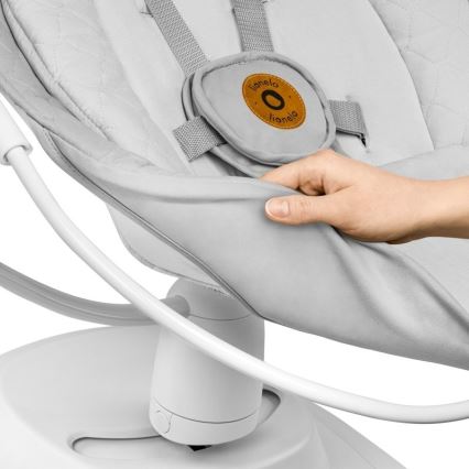 Lionelo - Mecedora infantil con melodía BELLA Grey Concrete + mando a distancia