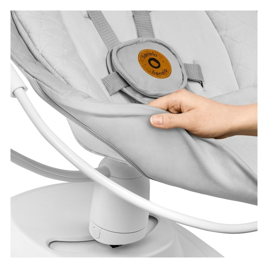 Lionelo - Mecedora infantil con melodía BELLA Grey Concrete + mando a distancia