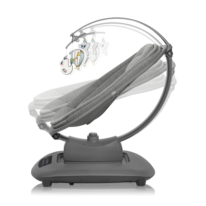 Lionelo - Mecedora infantil con melodía BLOSSOM Grey Concrete + mando a distancia