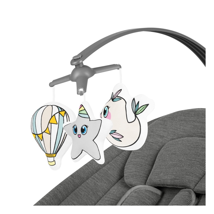 Lionelo - Mecedora infantil con melodía BLOSSOM Grey Concrete + mando a distancia