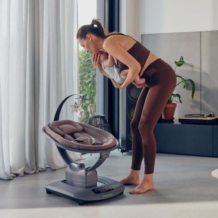 Lionelo - Mecedora infantil con melodía BLOSSOM Pink Mauve + control remoto