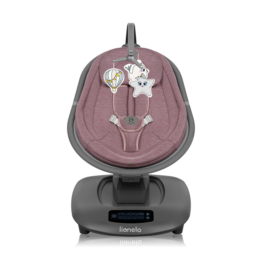 Lionelo - Mecedora infantil con melodía BLOSSOM Pink Mauve + control remoto